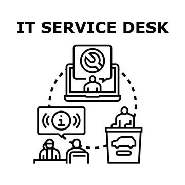 It service desk providing technical assistance and customer support Stock Illustration