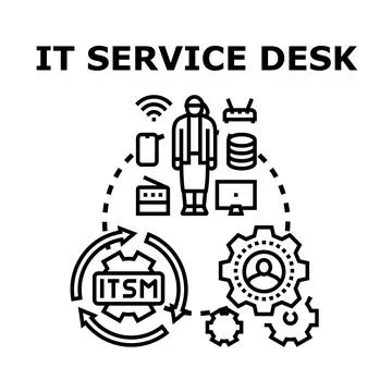 It service desk providing technical support and management Stock Illustration