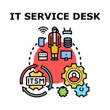It service desk providing technical support and management Stock Illustration