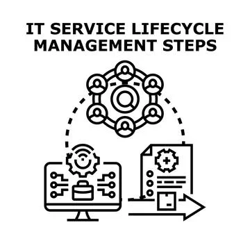 It service lifecycle management steps concept Ilustração Stock