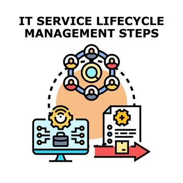 It service lifecycle management steps concept Stock Illustration