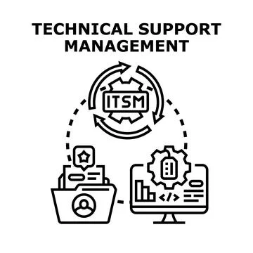 It service management concept managing technical support processes Stock Illustration