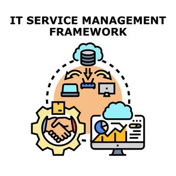 It service management framework outlining technology processes Illustrazione stock