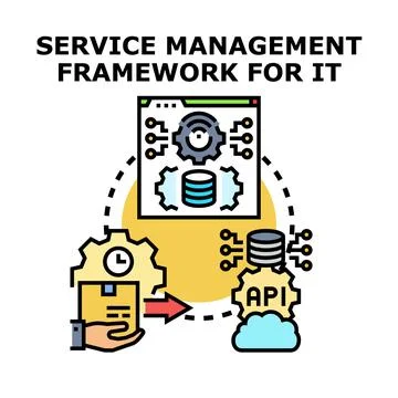 It service management framework representing data flow strategy Illustrazione stock