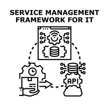 It service management framework representing data flow strategy Illustrazione stock