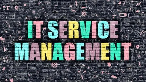 IT Service Management in Multicolor. Doodle Design Illustrazione stock