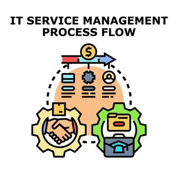 It service management process flow development concept Stock Illustration