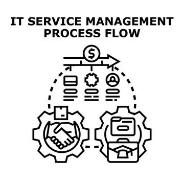 It service management process flow development concept Stock Illustration