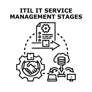 It service management stages process cycle development Stock Illustration