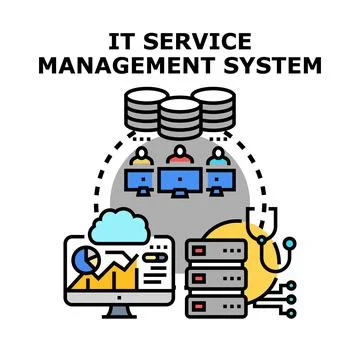 It service management system support providing solutions Stock Illustration