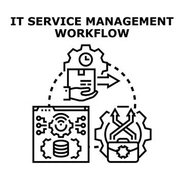 It service management workflow business process concept Stockillustratie