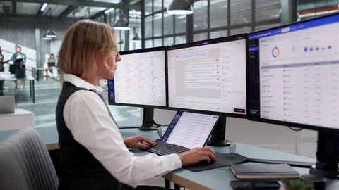 IT Service Manager Working At Desk, Using Laptop Stock Footage 342968369