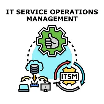 It service operations management concept diagram with data flow Stock Illustration