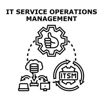It service operations management concept diagram with data flow Stock Illustration