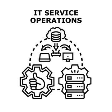 It service operations managing network infrastructure processing data Illustrazione stock