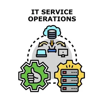 It service operations managing network infrastructure processing data Stock Illustration