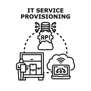 It service provisioning and infrastructure setup concept Illustrazione stock