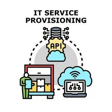 It service provisioning and infrastructure setup concept Illustrazione stock