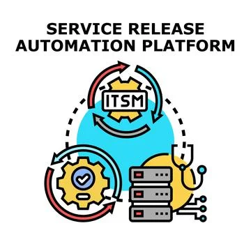 It service release automation platform and management concept Stock Illustration
