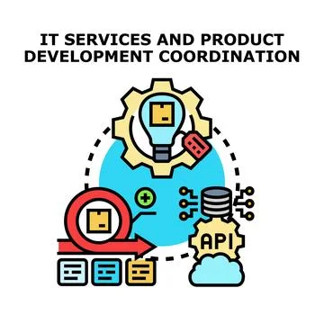 It services and product development coordination concept 스톡 일러스트