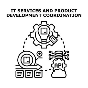 It services and product development coordination concept Illustrazione stock
