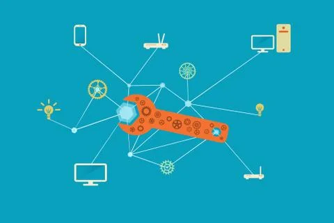 IT services and repairs conceptual illustration Stock Illustration