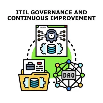 It services management continuous improvement and governance concept イラスト素材