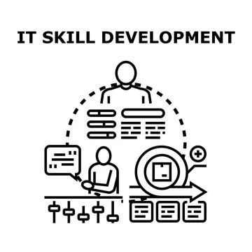 It skill development and agile project management learning Illustrazione stock