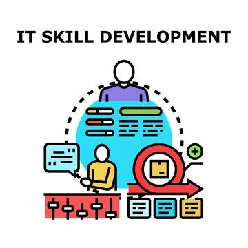 It skill development and agile project management learning 스톡 일러스트