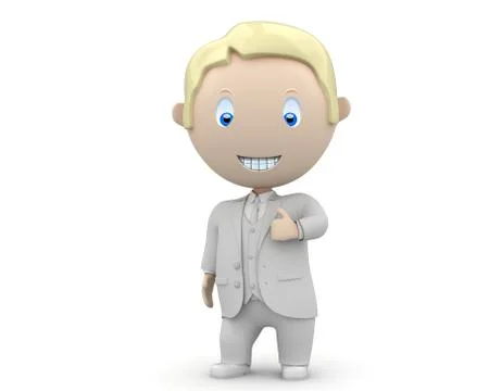 Like it! social 3d characters: smiling businessman showing big finger. Stock Illustration