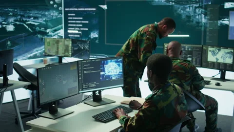 IT software engineer collecting real time data from neural network AI brain Stock Footage 279951205