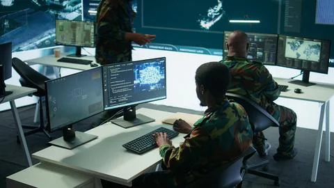 IT software engineer collecting real time data from neural network AI brain Fotos Stock