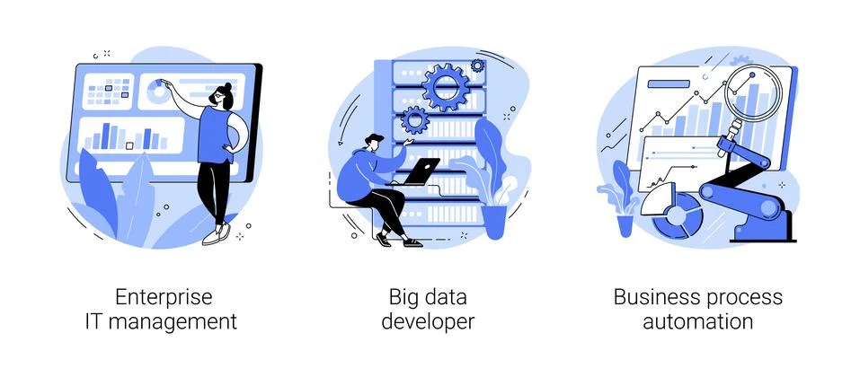 IT software solutions abstract concept vector illustrations. Stock Illustration