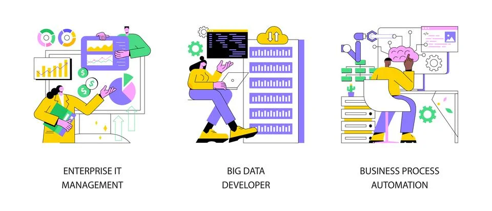 IT software solutions abstract concept vector illustrations. Stock Illustration