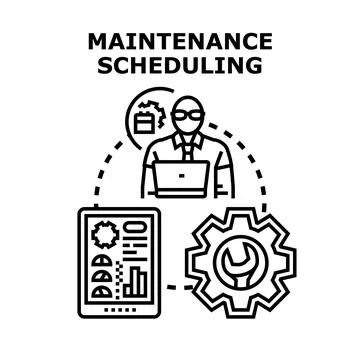 It specialist managing a complex maintenance scheduling system イラスト素材