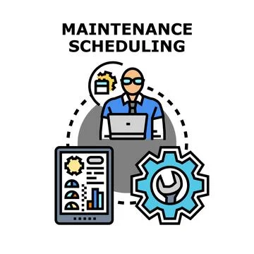 It specialist managing a complex maintenance scheduling system 스톡 일러스트