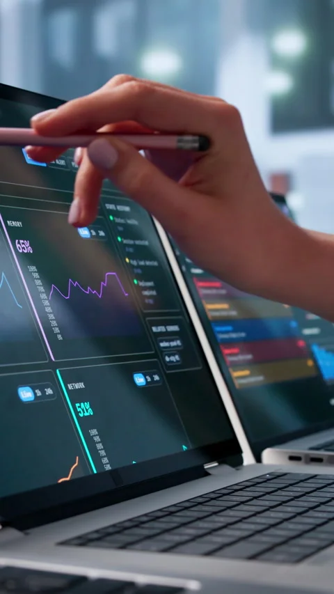 IT Specialist Monitors Network Performance Stock Footage 332911479