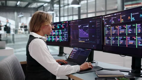 IT Specialist Monitors Real-time Network Performance Stock Footage 343878825