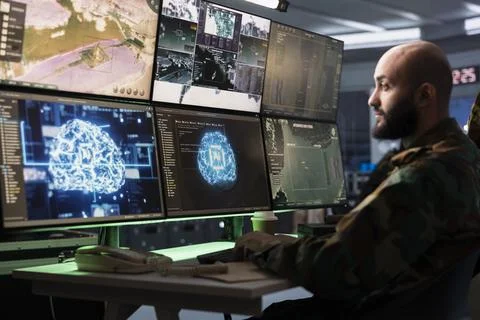IT specialist uses artificial intelligence to enhance military capabilities 库存照片