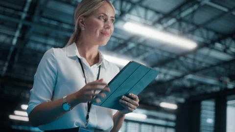 IT Specialist Using Tablet in Data Center Stock Footage 167234453