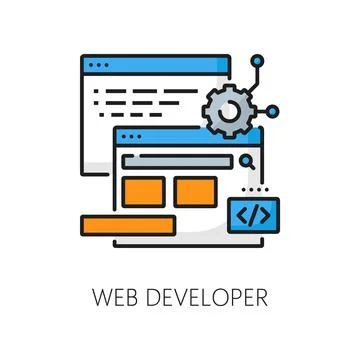 IT specialist, web development career linear icon Stock Illustration