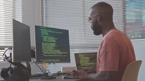 IT Specialist Working with Program Coding in Office Stock Footage 224057000