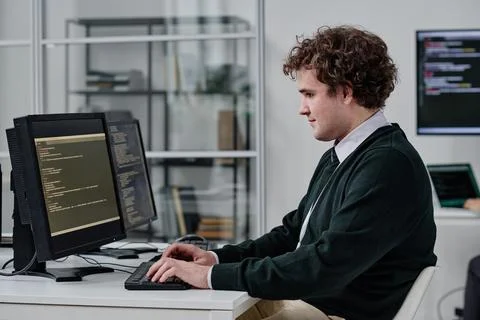 IT specialist writing codes for program 스톡 사진