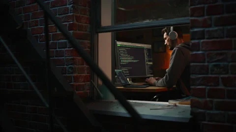 IT Specialist Writing Software Code On Computer Stock Footage 197421317