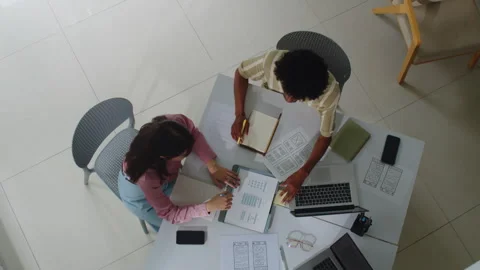 IT Specialists Developing Mobile Application Top Down Video stock 270145617