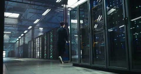 IT Specialists Working in Data Center Stock Footage 320000368