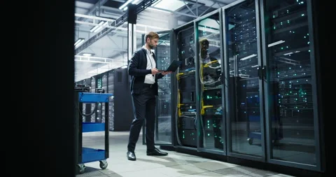 IT Specialists Working in Data Center Stock Footage 320866075