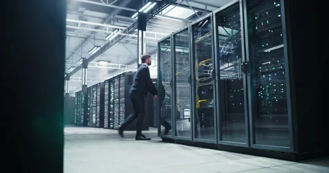 IT Specialists Working in Data Center Stock Footage 320866130