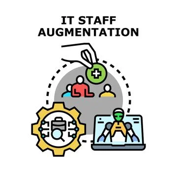 It staff augmentation concept bringing new professionals Stock Illustration