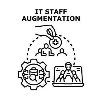 It staff augmentation concept bringing new professionals Stock Illustration